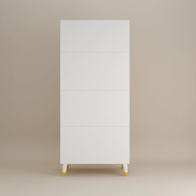 Grey / Brown / White 2-Door Wooden Wardrobe with 2 Drawers