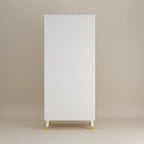 Grey / Brown / White 2-Door Wooden Wardrobe with 2 Drawers