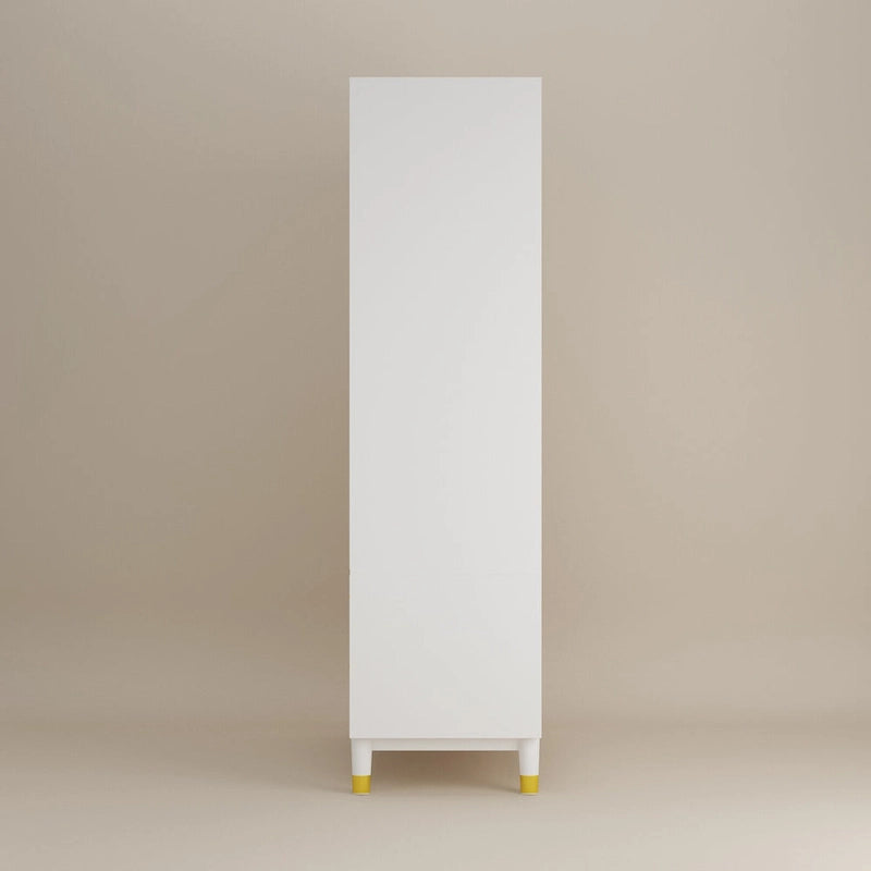Grey / Brown / White 2-Door Wooden Wardrobe with 2 Drawers