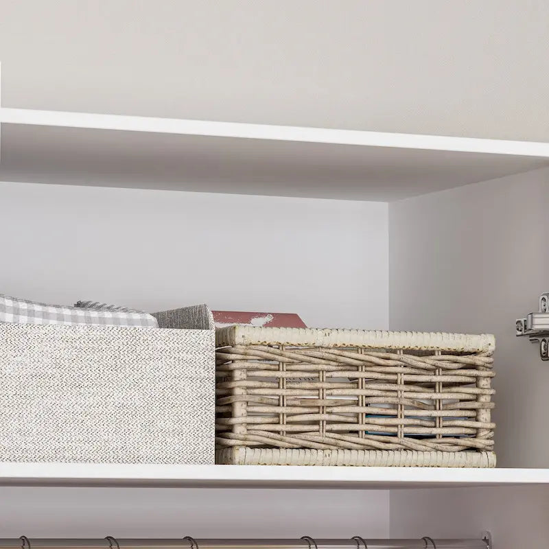 Grey / Brown / White 2-Door Wooden Wardrobe with 2 Drawers