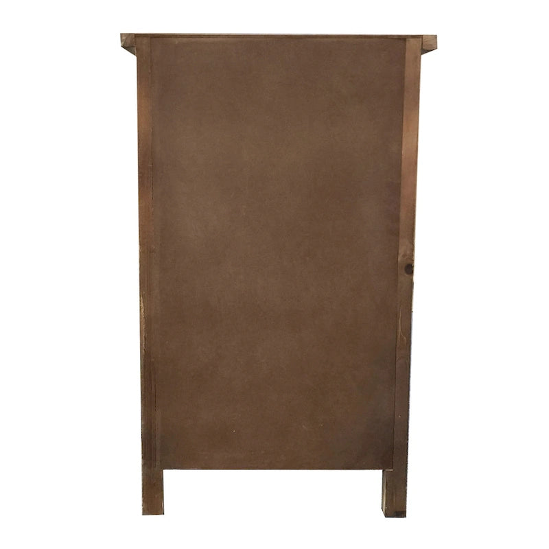Brown Wood Nightstand with 3 Carved Drawers, Single Bedside Table