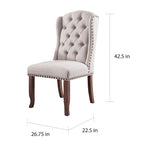 Ivory Wingback Tufted Farmhouse Dining Chair, Set of 2