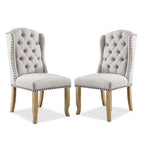 Ivory Wingback Tufted Farmhouse Dining Chair, Set of 2