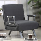 Dark Grey Faux Suede 5-Position Folding Sleeper Loveseat for 2