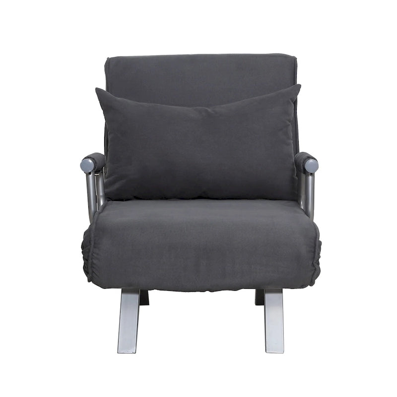 Dark Grey Faux Suede 5-Position Folding Sleeper Loveseat for 2