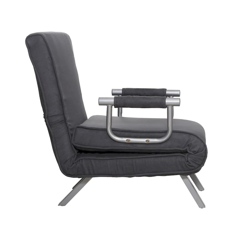 Dark Grey Faux Suede 5-Position Folding Sleeper Loveseat for 2