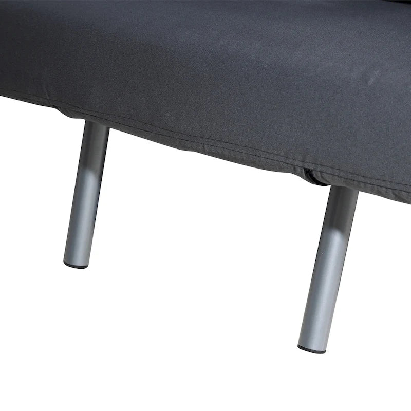 Dark Grey Faux Suede 5-Position Folding Sleeper Loveseat for 2