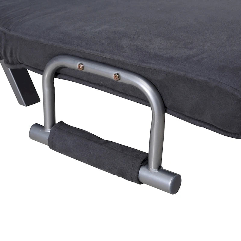 Dark Grey Faux Suede 5-Position Folding Sleeper Loveseat for 2