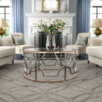Chrome & Gold Round Open Coffee Table – Modern Style, 1-Person Living Room