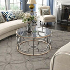 Chrome & Gold Round Open Coffee Table – Modern Style, 1-Person Living Room