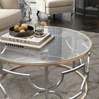 Chrome & Gold Round Open Coffee Table – Modern Style, 1-Person Living Room