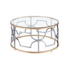 Chrome & Gold Round Open Coffee Table – Modern Style, 1-Person Living Room