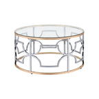 Chrome & Gold Round Open Coffee Table – Modern Style, 1-Person Living Room