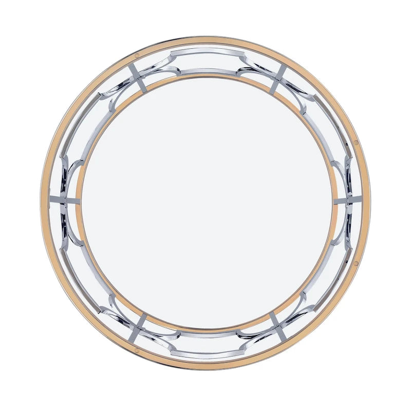 Chrome & Gold Round Open Coffee Table – Modern Style, 1-Person Living Room