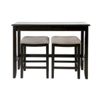Espresso Wood Pub-Height Sofa Table with 2 Counter-Height Stools, Seats 2