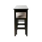 Espresso Wood Pub-Height Sofa Table with 2 Counter-Height Stools, Seats 2