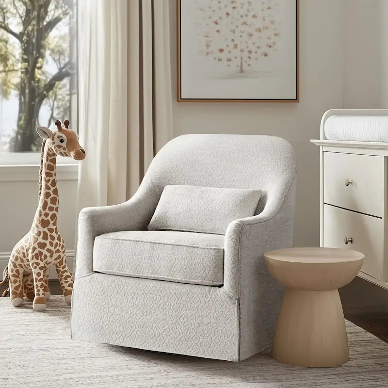 Ivory/Black Swivel Glider Chair, Single Seat, 360°