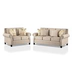 Beige Chenille Traditional Sofa & Loveseat Set, 2-Seat + 3-Seat