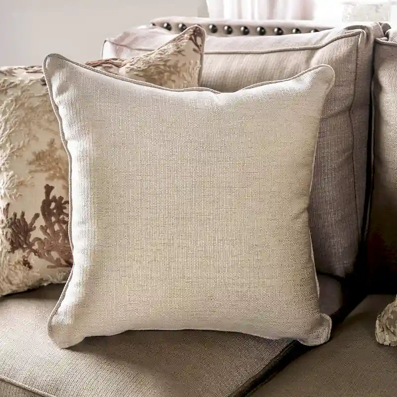 Beige Chenille Traditional Sofa & Loveseat Set, 2-Seat + 3-Seat