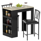 Brown 3-Piece Counter Height Dining Set for 2, Faux Leather Upholstered Chairs