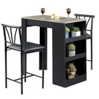 Brown 3-Piece Counter Height Dining Set for 2, Faux Leather Upholstered Chairs
