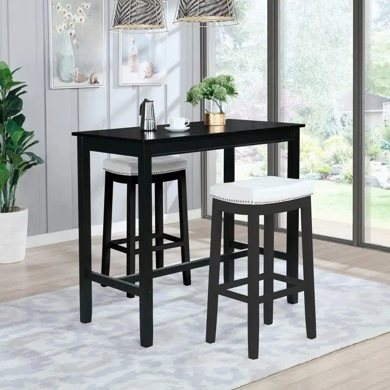 Wood Pub Bar Table for 4, Multiple Colors, Bar Height