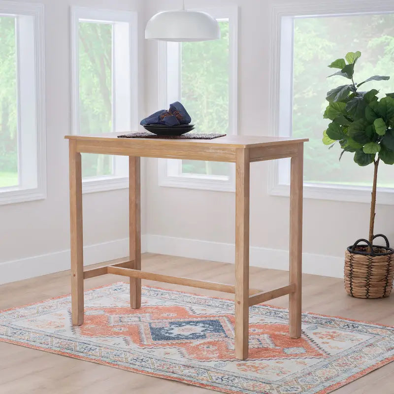 Wood Pub Bar Table for 4, Multiple Colors, Bar Height