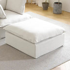 Black / Beige / White L-Shaped Modular Sectional Sofa with Ottoman, Seats 4–5