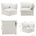 Black / Beige / White L-Shaped Modular Sectional Sofa with Ottoman, Seats 4–5