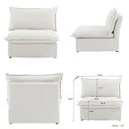 Black / Beige / White L-Shaped Modular Sectional Sofa with Ottoman, Seats 4–5