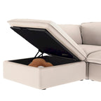 Black / Beige / White L-Shaped Modular Sectional Sofa with Ottoman, Seats 4–5