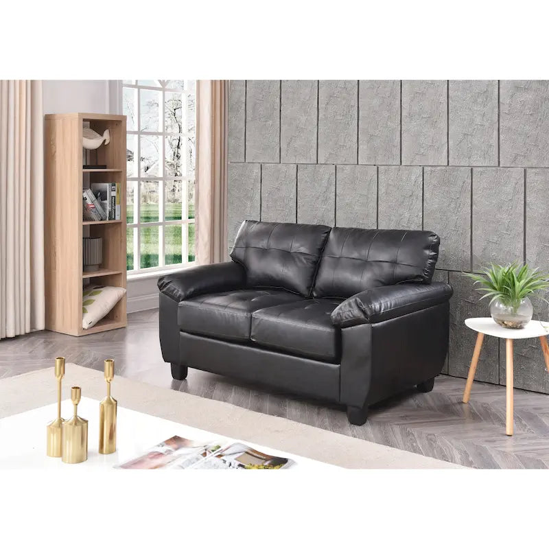 Faux Leather Tufted Loveseat, 2-Seat (Grey / Black / Cappuccino / White)