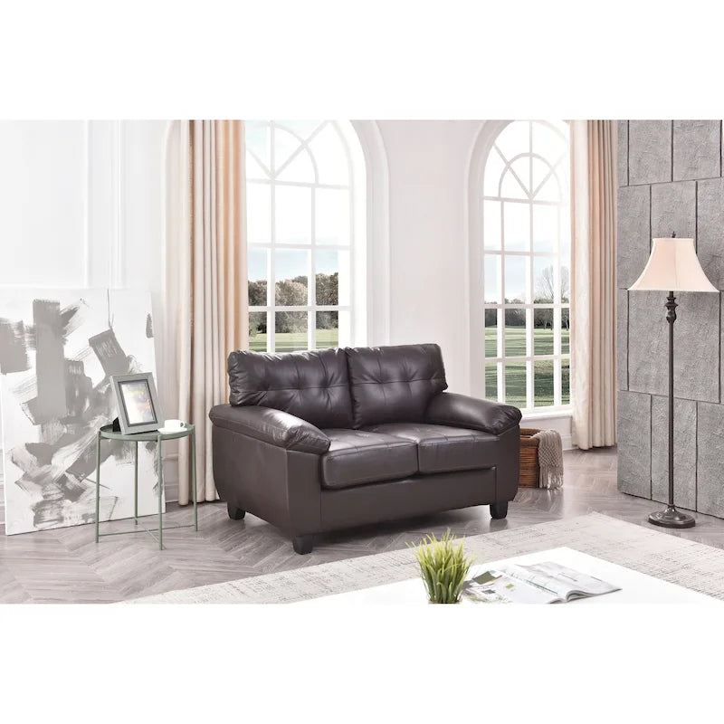 Faux Leather Tufted Loveseat, 2-Seat (Grey / Black / Cappuccino / White)