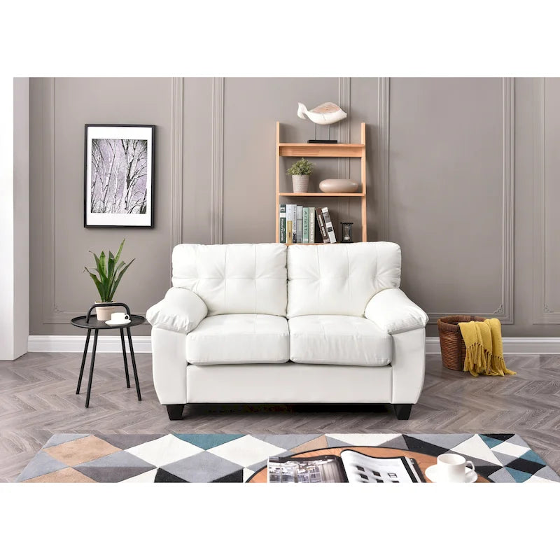 Faux Leather Tufted Loveseat, 2-Seat (Grey / Black / Cappuccino / White)