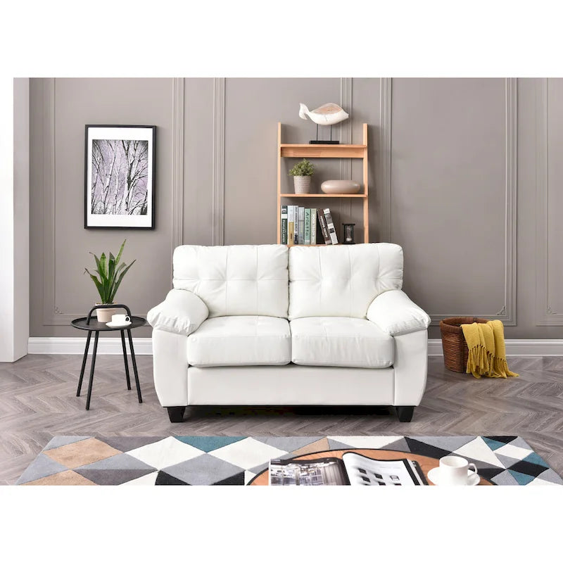 Faux Leather Tufted Loveseat, 2-Seat (Grey / Black / Cappuccino / White)