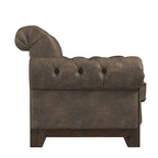 Beige Linen / Grey / Brown Tufted Rolled Arm Chesterfield Loveseat, 2-Seater