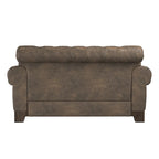Beige Linen / Grey / Brown Tufted Rolled Arm Chesterfield Loveseat, 2-Seater