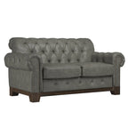 Beige Linen / Grey / Brown Tufted Rolled Arm Chesterfield Loveseat, 2-Seater