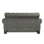 Beige Linen / Grey / Brown Tufted Rolled Arm Chesterfield Loveseat, 2-Seater
