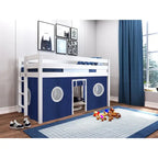 Multi-Color Twin Low Loft Bed with Tent & End Ladder, for 1 Child