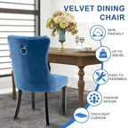 Black / Grey / Blue / Beige / Pink / Red Velvet Tufted Armless Dining Chair with Nailhead Trim, Set of 2