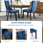 Black / Grey / Blue / Beige / Pink / Red Velvet Tufted Armless Dining Chair with Nailhead Trim, Set of 2
