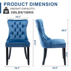 Black / Grey / Blue / Beige / Pink / Red Velvet Tufted Armless Dining Chair with Nailhead Trim, Set of 2