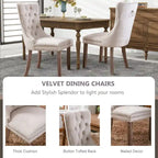 Black / Grey / Blue / Beige / Pink / Red Velvet Tufted Armless Dining Chair with Nailhead Trim, Set of 2
