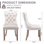Black / Grey / Blue / Beige / Pink / Red Velvet Tufted Armless Dining Chair with Nailhead Trim, Set of 2
