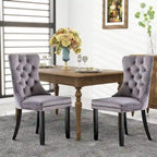 Black / Grey / Blue / Beige / Pink / Red Velvet Tufted Armless Dining Chair with Nailhead Trim, Set of 2