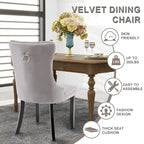 Black / Grey / Blue / Beige / Pink / Red Velvet Tufted Armless Dining Chair with Nailhead Trim, Set of 2