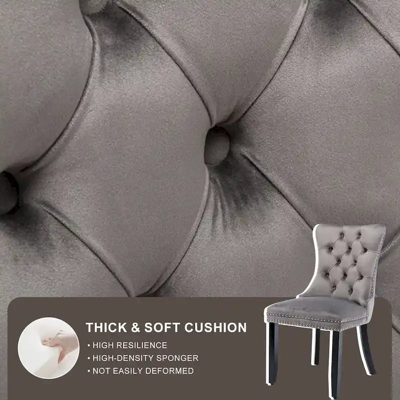 Black / Grey / Blue / Beige / Pink / Red Velvet Tufted Armless Dining Chair with Nailhead Trim, Set of 2