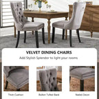 Black / Grey / Blue / Beige / Pink / Red Velvet Tufted Armless Dining Chair with Nailhead Trim, Set of 2