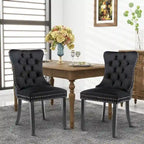 Black / Grey / Blue / Beige / Pink / Red Velvet Tufted Armless Dining Chair with Nailhead Trim, Set of 2